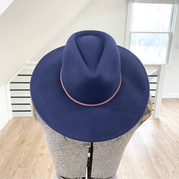 NWT NAVY BLUE WITH BROWN TRIM COWBOY / CHUPALLA HAT 100% WOOL - Picture 5 of 10